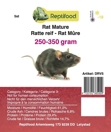 Diepvries Rat Volwassen 250-350gr.5 st.